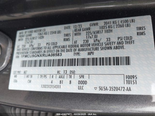2024 FORD ESCAPE 1FMCU9GNXRUA08583 Photo 8