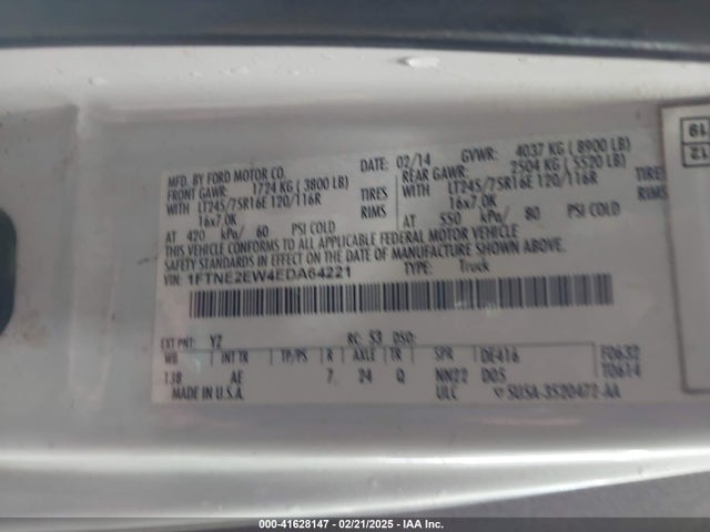Ford E-250 Commercial 2014 1FTNE2EW4EDA64221 Image 9