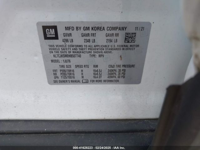 KL7CJKSM0NB507740 Chevrolet Trax Fwd Ls