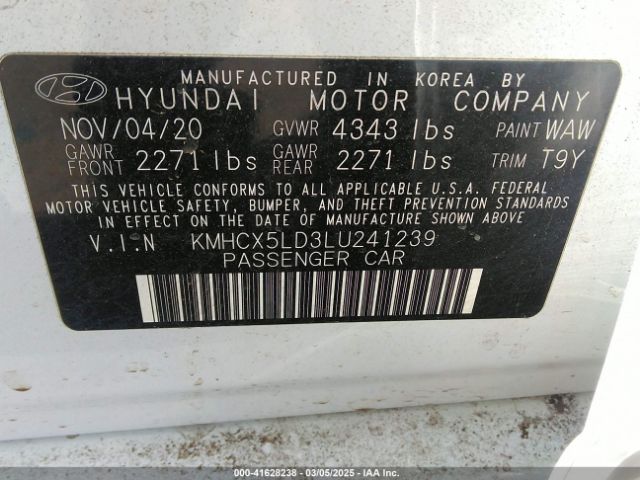 KMHCX5LD3LU241239 Hyundai Ioniq Plug-in Hybrid Limited