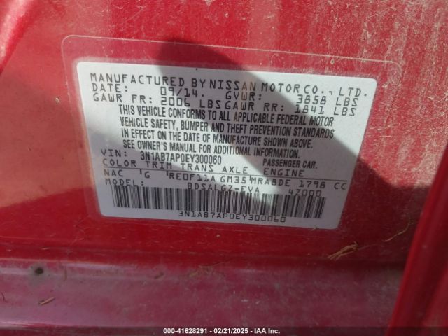 3N1AB7AP0EY300060 Nissan SENTRA SL