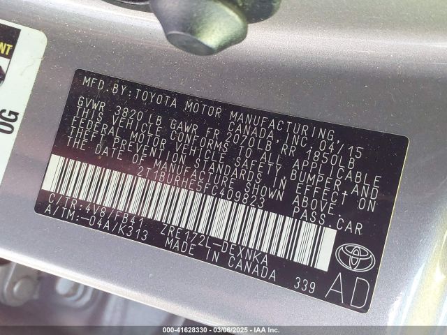 2T1BURHE5FC409823 Toyota COROLLA LE