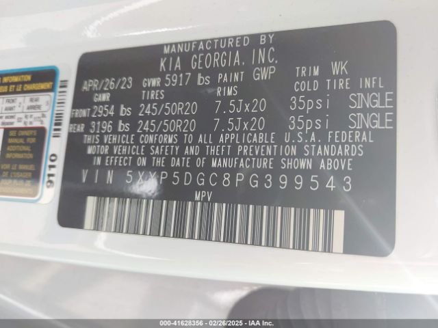 5XYP5DGC8PG399543 KIA Telluride Sx X-line