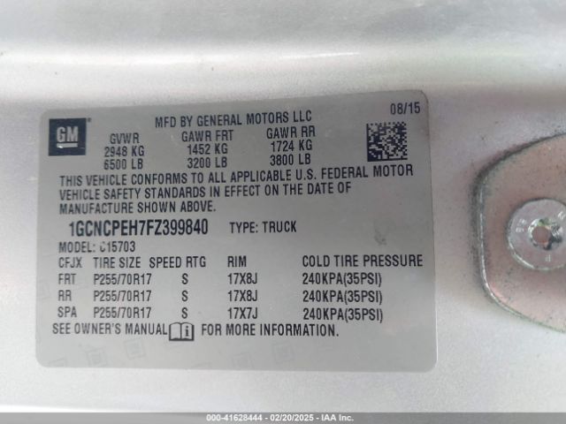 1GCNCPEH7FZ399840 Chevrolet Silverado 1500 Wt