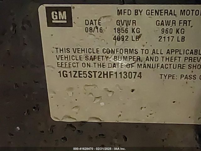 1G1ZE5ST2HF113074 Chevrolet MALIBU 1LT