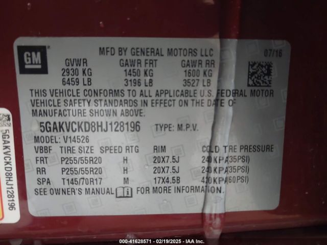 5GAKVCKD8HJ128196 Buick Enclave Premium