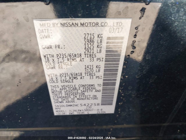 Infiniti QX60 2017 5N1DL0MM2HC542258 Image 9