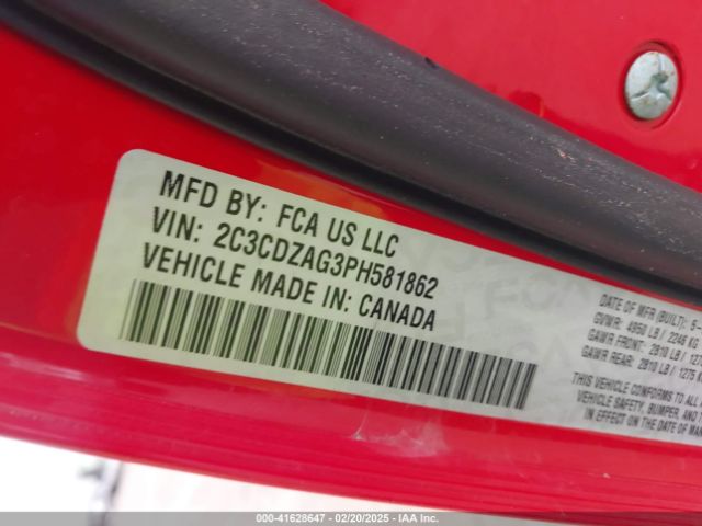 2C3CDZAG3PH581862 Dodge Challenger Sxt