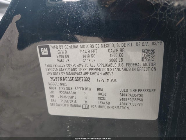 2012 CADILLAC SRX 3GYFNAE35CS587033 Photo 8