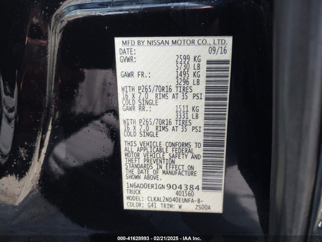 Nissan Frontier Sv 2016 1N6AD0ER1GN904384 Image 9
