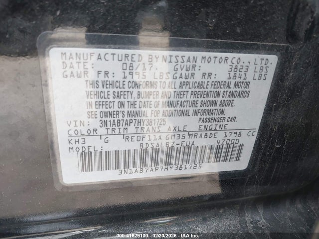 3N1AB7AP7HY381725 Nissan SENTRA S