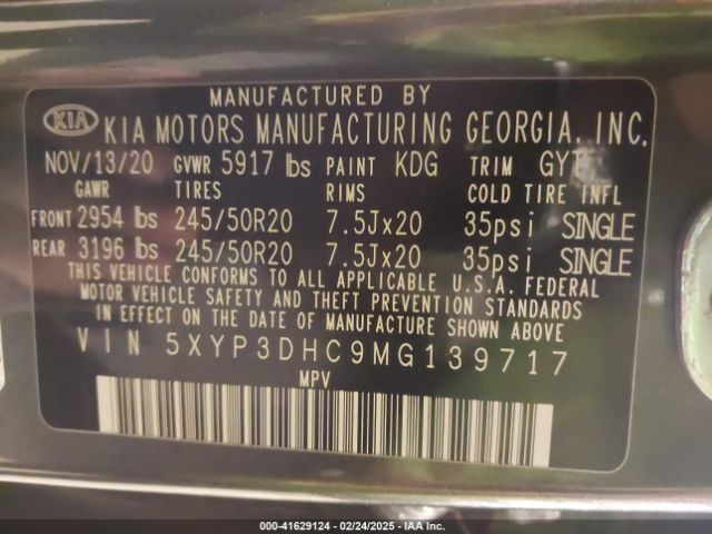 5XYP3DHC9MG139717 KIA Telluride Ex