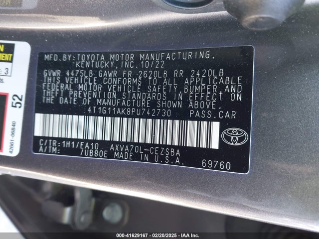 4T1G11AK8PU742730 Toyota CAMRY SE