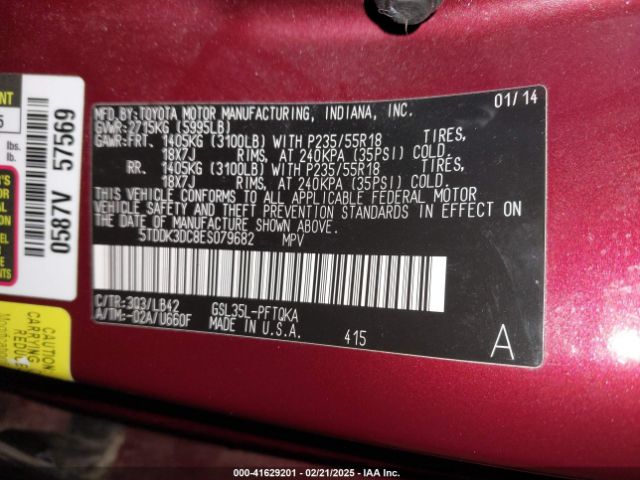 5TDDK3DC8ES079682 Toyota Sienna Xle/limited