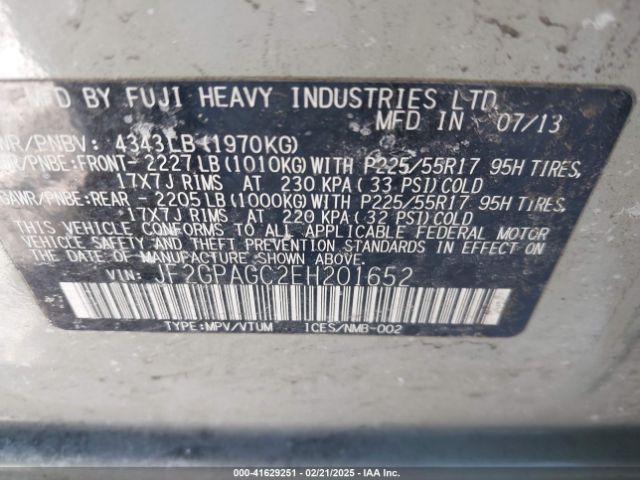 JF2GPAGC2EH201652 Subaru Xv Crosstrek 2.0i Limited