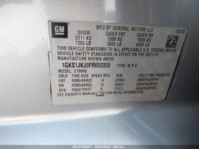 1GKS1JKJ0FR650358 GMC Yukon Xl 1500 Denali
