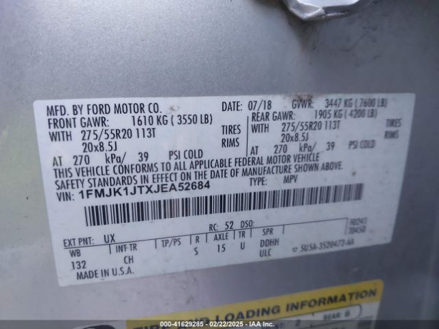 1FMJK1JTXJEA52684 Ford Expedition Max Xlt