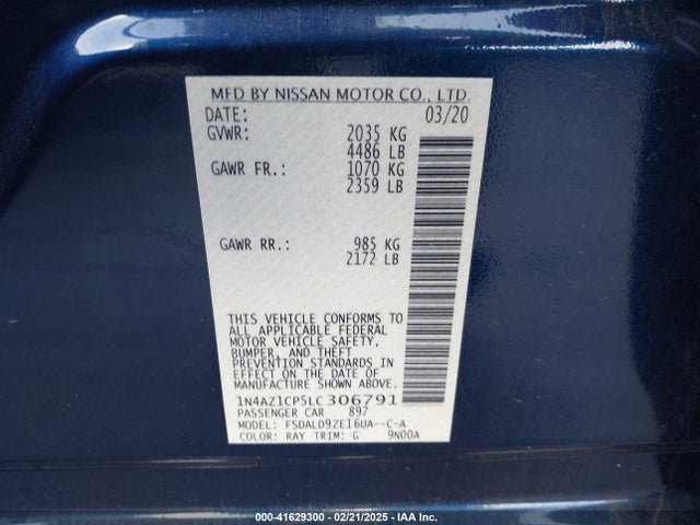 1N4AZ1CP5LC306791 Nissan Leaf Sv 40 Kwh