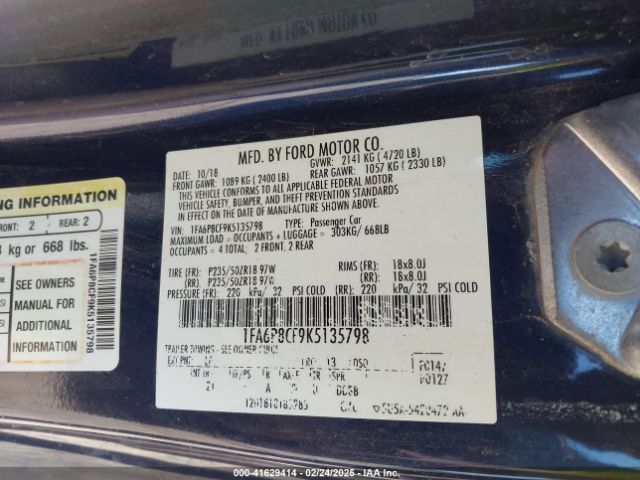 1FA6P8CF9K5135798 Ford MUSTANG GT
