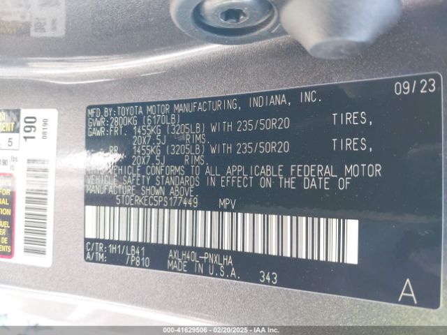 5TDERKEC5PS177449 Toyota Sienna Platinum