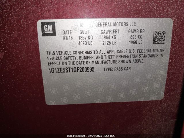 1G1ZE5ST1GF200995 Chevrolet MALIBU 1LT