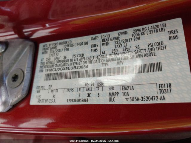 1FMCU0GX5EUB23034 Ford ESCAPE SE