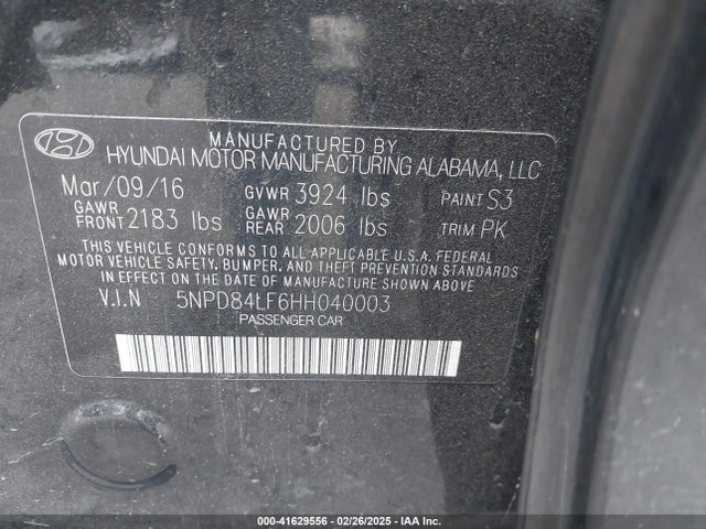 Hyundai ELANTRA SE 2017 5NPD84LF6HH040003 Image 9