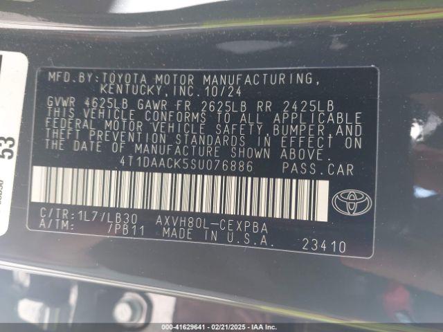 4T1DAACK5SU076886 Toyota CAMRY XSE