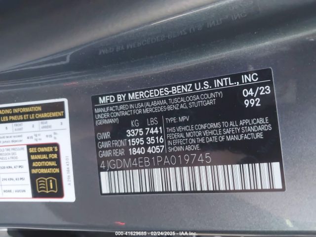 4JGDM4EB1PA019745 Mercedes-Benz Eqs 580 Suv 4matic