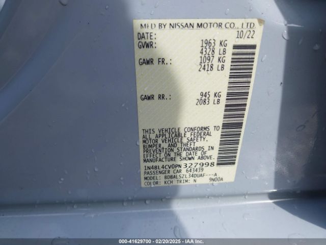 1N4BL4CV0PN327998 Nissan Altima Sr Fwd