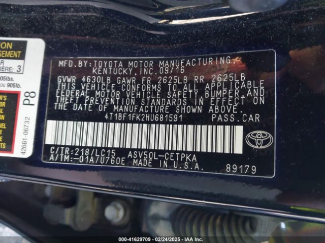4T1BF1FK2HU681591 Toyota CAMRY XSE