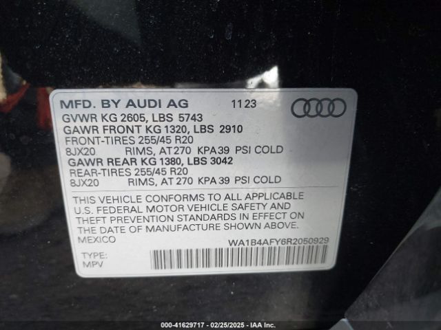 WA1B4AFY6R2050929 Audi Sq5 Premium Plus Tfsi Quattro Tiptronic