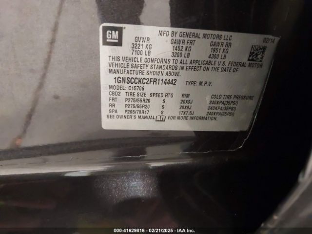 1GNSCCKC2FR114442 Chevrolet Tahoe Ltz