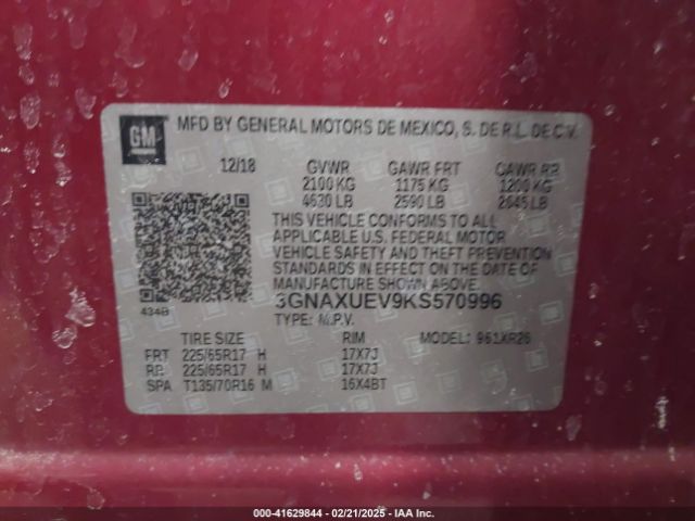 3GNAXUEV9KS570996 Chevrolet EQUINOX LT