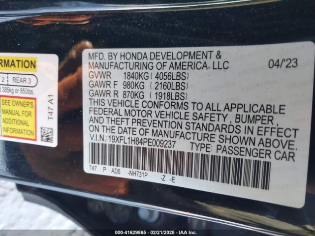 19XFL1H84PE009237 Honda Civic Sport Touring
