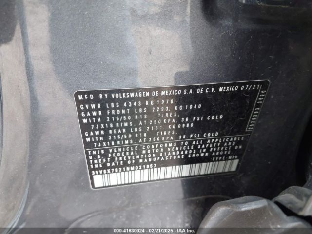 3VVSX7B21NM021957 Volkswagen Taos 1.5t Se