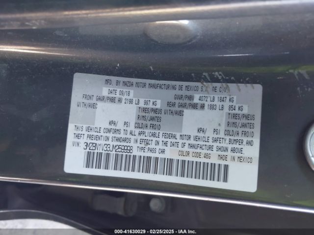 3MZBN1V33JM259998 Mazda Mazda3 Touring