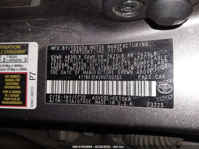 Toyota CAMRY SE 2017 4T1BF1FK2HU700155 Image 9
