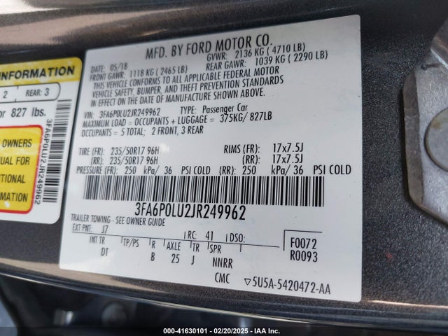 Ford Fusion Hybrid Se 2018 3FA6P0LU2JR249962 Image 9
