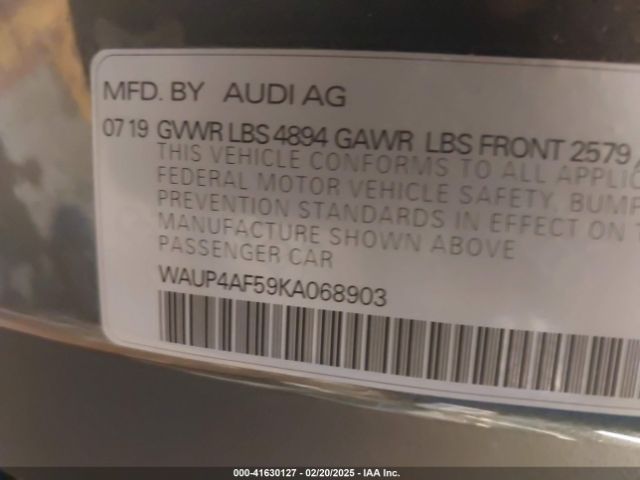 WAUP4AF59KA068903 Audi S5 3.0t Premium