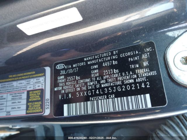 5XXGT4L35JG202142 KIA Optima S