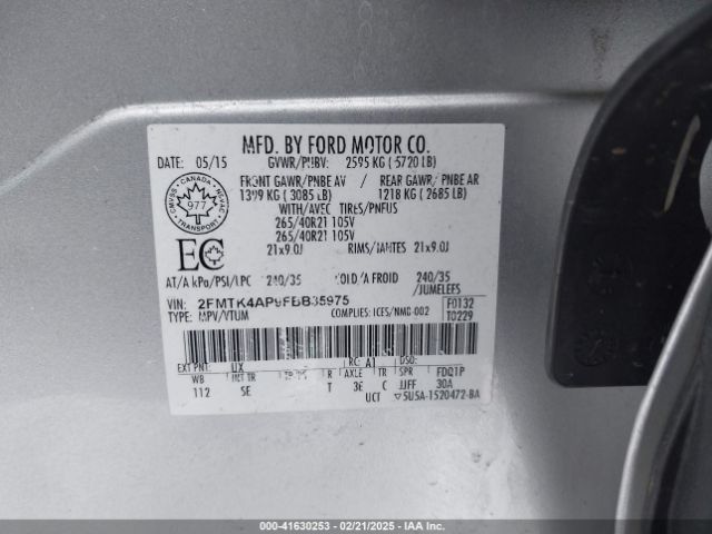 2FMTK4AP9FBB35975 Ford EDGE SPORT