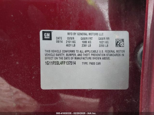 1G11F5SL4FF137514 Chevrolet Malibu 1lz