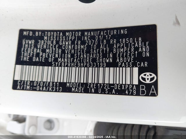 Toyota Corolla Le Eco 2017 5YFBPRHE9HP633199 Image 9