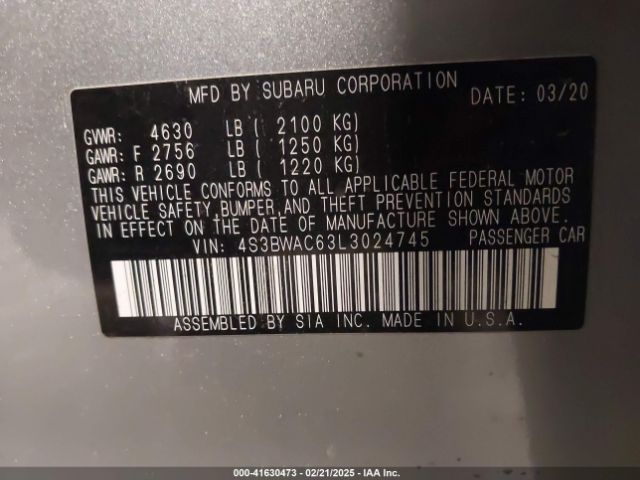4S3BWAC63L3024745 Subaru Legacy Premium