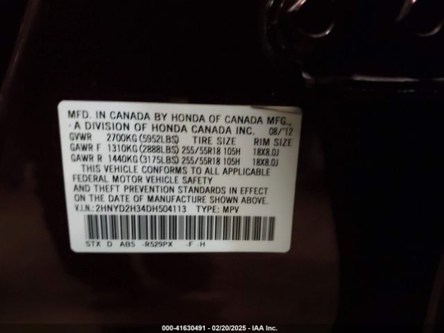 2013 ACURA MDX 2HNYD2H34DH504113 Photo 8