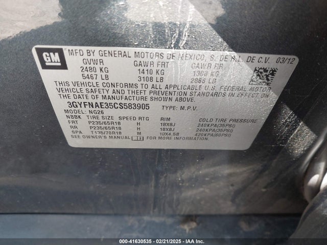 2012 CADILLAC SRX 3GYFNAE35CS583905 Photo 8