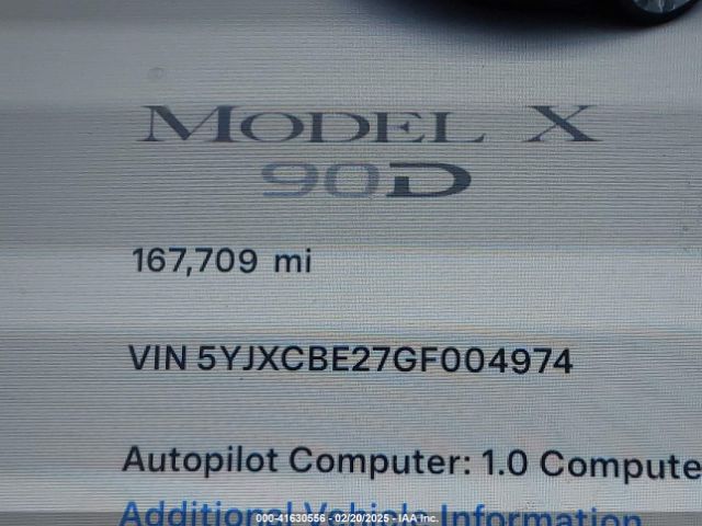 5YJXCBE27GF004974 Tesla Model X 60d/70d/75d/90d/p100d