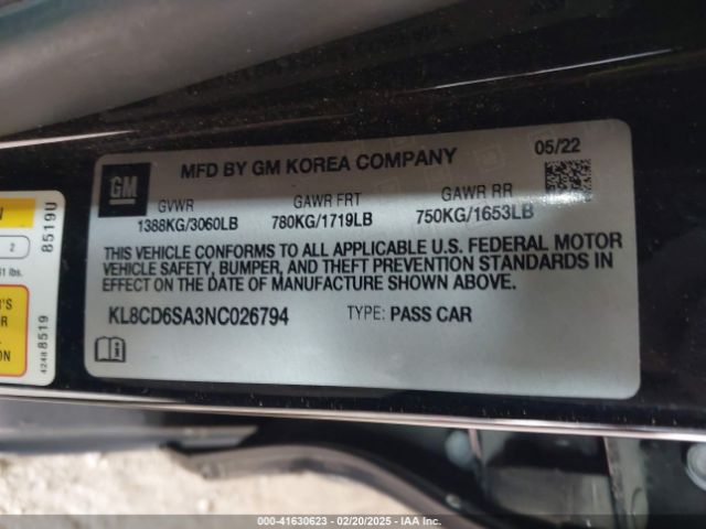 KL8CD6SA3NC026794 Chevrolet Spark Fwd 1lt Automatic