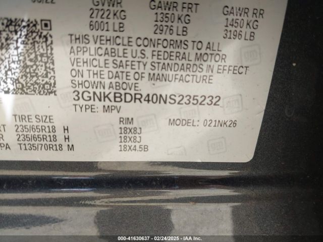 3GNKBDR40NS235232 Chevrolet Blazer Fwd 3lt